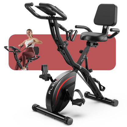 Pleny Folding Exercise Bike, 5 IN 1 Stationary Bikes for Home 6.6 LBS Flywheel, 330LB Weight