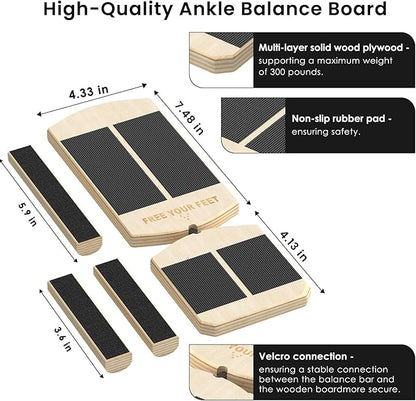 Ankle Balance Board Foot Strengthener Trainer Ideal for Sprained Ankle Recovery Stability Exercises and Physical Therapy Plus Posture Corrector and Foot Stretcher for Plantar Fasciitis Relief