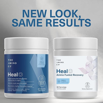 The Amino CO. - Heal - Post Workout Recovery Drink with Pure Eaa Amino Acid Formula -Creatine Monohydrate Powder for Efficient Muscle Repair, Vegan, and Keto-Friendly with Vanilla Flavor - 10.58oz.