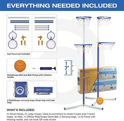 7 FT - World’s First Sports Game to Mash Volleyball & Basketball - Setup in Seconds - Quick & Easy to Learn Full Court Volleyball & Basketball Game - Fun to Play - for All Ages