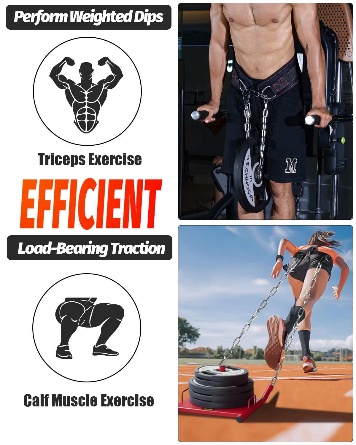 MAXRANK Dip Belt With 37" Chain for Weightlifting, 550LBS for Dips & Pullup