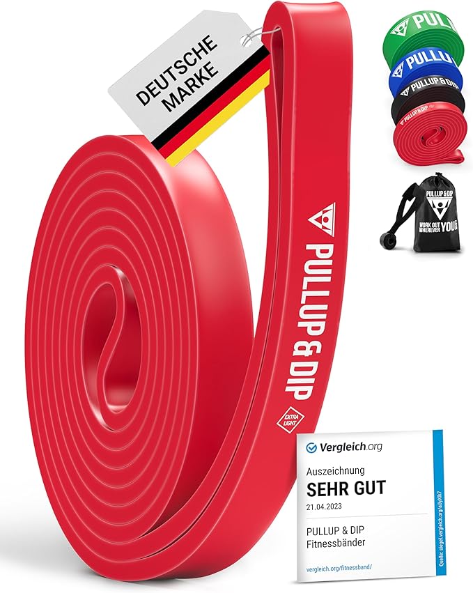 PULLUP & DIP Fitness Bands, Resistance Bands with Bag, Door Anchor (with Sets) and Exercise Guide - Single & in Value Set, Pull-Up Band Fitness Band for Calisthenics