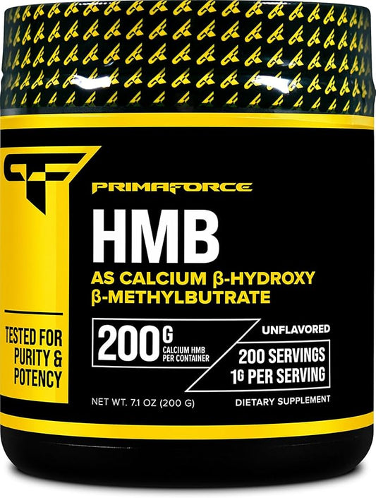 Primaforce HMB Supplement Powder (200g) (Unflavored) - Pure Calcium Beta-Hydroxy Beta-Methylbutrate