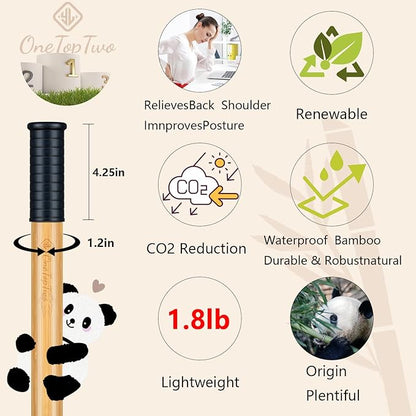 5ft Yoga Stick from Natural Bamboo with Non-Slip Handle-Stretching Stick for Mobility, Flexibility,Exercise,Workout, Physical Therapy,Pilates,Balance Fitness-Access Online Video Guide Without Any Info