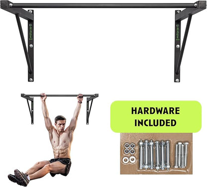 Heavy-Duty Wall Mounted Pull Up Bar - 500 lbs Weight Capacity | Maintain Upper Body Strength & Core Stability | Space Efficient Steel Chin Up Black Bar for Home & Gym Versatile Workouts