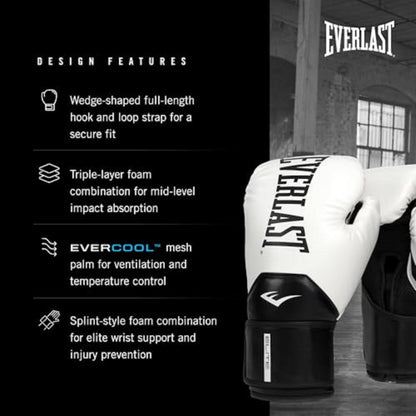 Everlast Elite 2 Boxing Gloves | Women, Men, Heavy Bag | Black/Gold | 16oz