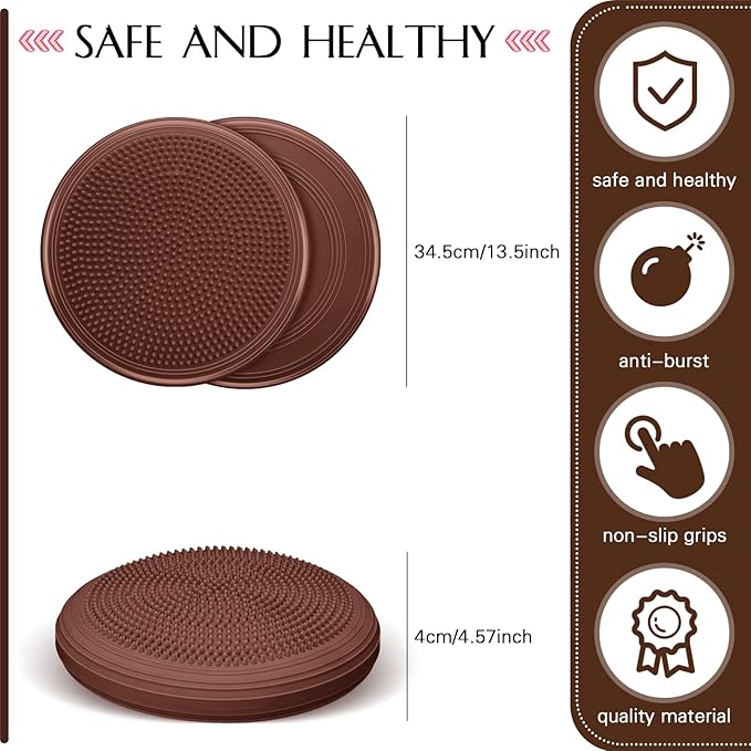 Libima 4 Pcs Wiggle Seat Inflated Wobble Cushion for Sensory Kid 13 Inches Balance Disc Flexible Seating for Classroom Sensory Pad for Chair Wiggle Cushion with Needle Pump