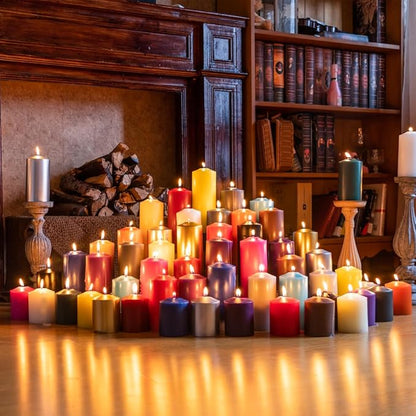 MOZEAL 3" x 4" Hand-Poured Unscented Brown Pillar Candles,Dripless Candles Set of 3,Smokeless,Clean Burning,Approx 60 Hours Burn Time,Wedding,Dinner,Christmas and Home Decor（3 Inch Width Series）