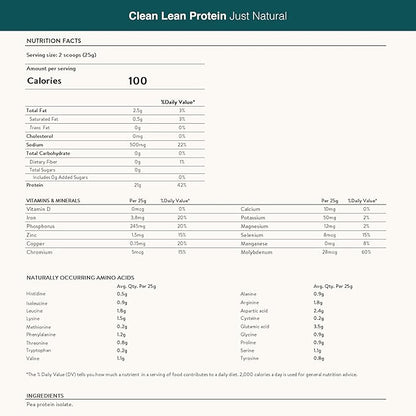 Nuzest - Pea Protein Powder - Clean Lean Protein, Premium Vegan Plant Based Protein Powder, Dairy Free, Gluten Free, GMO Free, Protein Shake, Just Natural (UNFLAVORED), 40 Servings, 2.2 lb