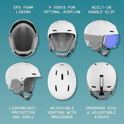 Retrospec Zephyr Ski Helmet - Snowboard Helmet for Adults & Youth - Adjustable Fit with Breathable Vents for Men, Women, Boys and Girls