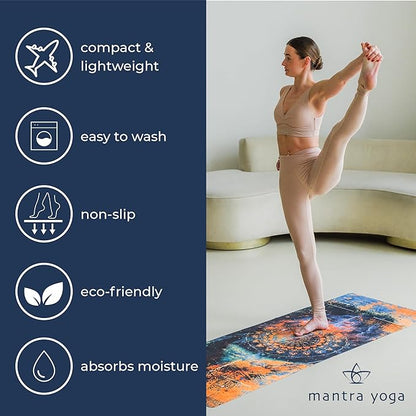 Mantra Yoga Travel PRO 1.5mm - Foldable Fitness & Exercise Mat with Bag | Lightweight, Compact & Eco-Friendly | Non-Slip & Washable | For All Types of Yoga | 72" L x 24" W | 2.6 lbs