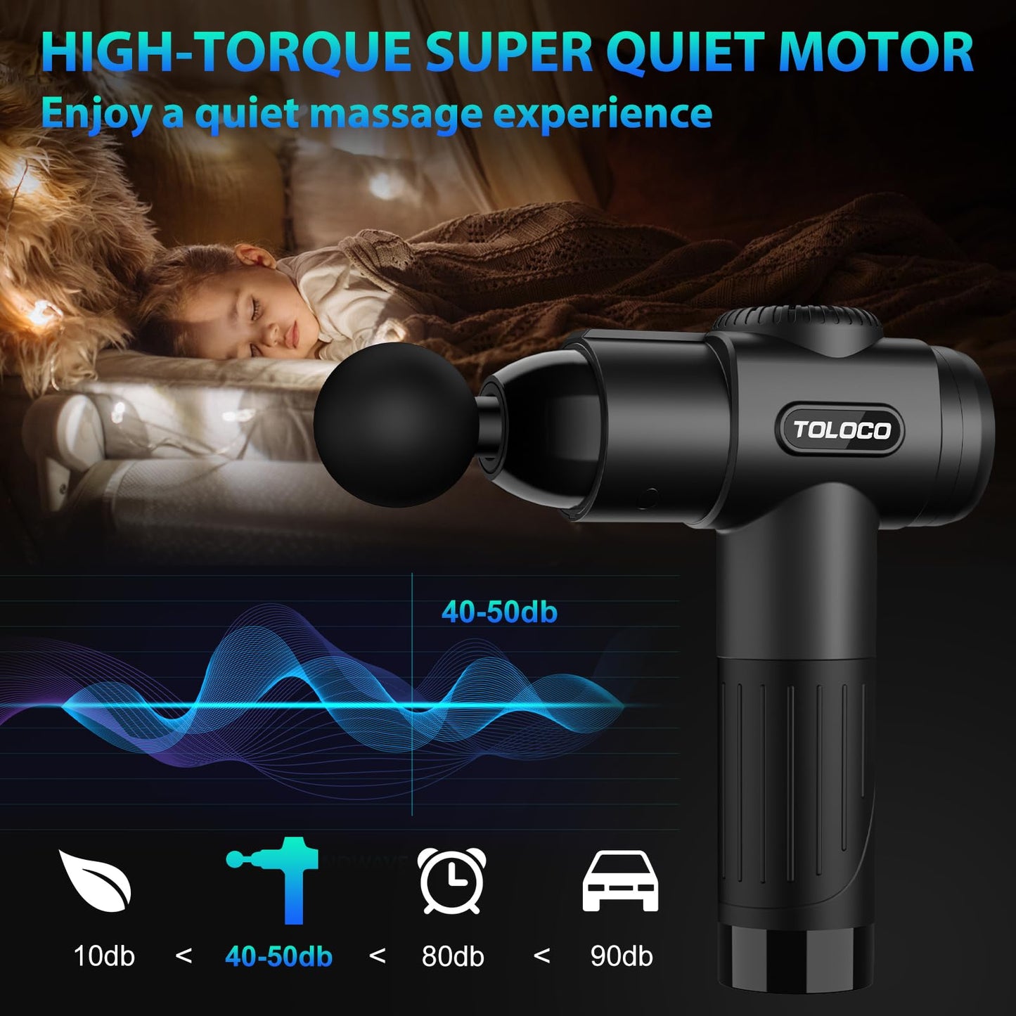 TOLOCO Massage Gun, Deep Tissue Back Massage for Athletes for Pain Relief, Percussion Massager with