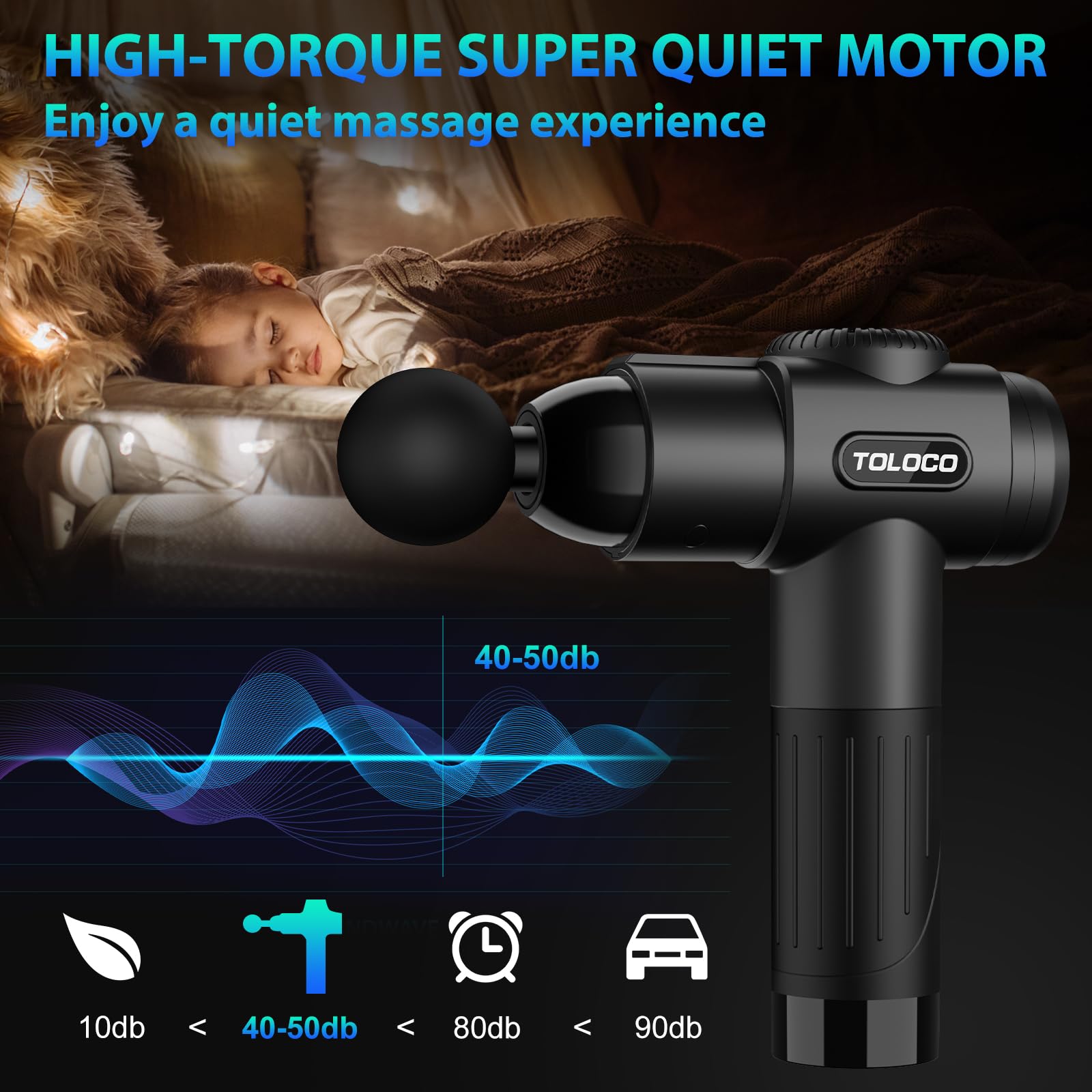 TOLOCO Massage Gun, Deep Tissue Back Massage for Athletes for Pain Relief, Percussion Massager with