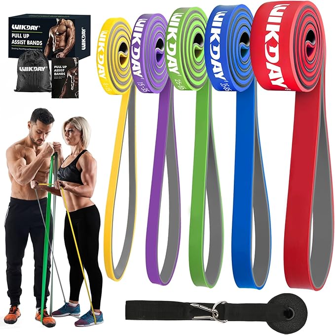 Resistance Bands, Pull Up Bands, Workout Bands for Exercise, Thick Heavy Resistance Band Set with Door Anchor, Elastic Bands for Body Stretching, Crossfit Training at Home/Gym Men & Women Women