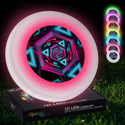 49LEDs Flying Disc with 16 Million Color RGB, 3 Modes+Rechargeable+Waterproof+175g, Cool Sports and Outdoors for Parks/Camping/Beach/Backyards,Easter & Birthday Gifts for Teens/Kids/Adults