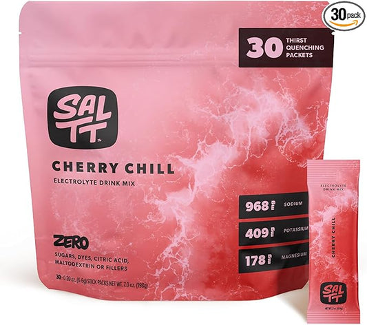 Keto Chow SALTT Electrolytes Powder Packets, Cherry Chill (30 Hydration Packets) - Magnesium