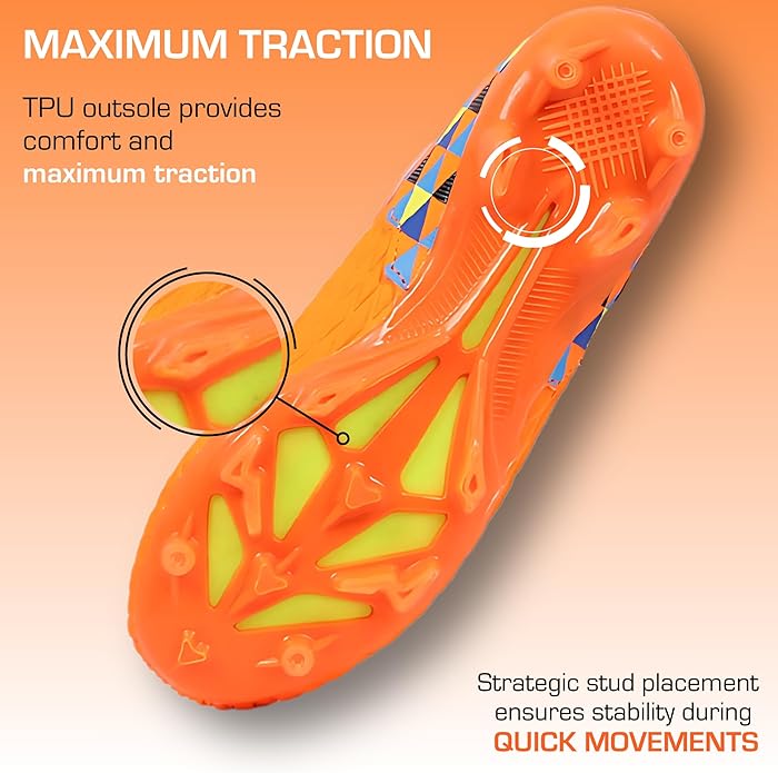 Soccer Cleats for Kids & Youth | Lightweight Football Shoes for Firm Ground | Durable Girls & Boys Soccer Cleats with Non-Slip Sole | Comfortable Soccer Boots | Unisex Size 11-6