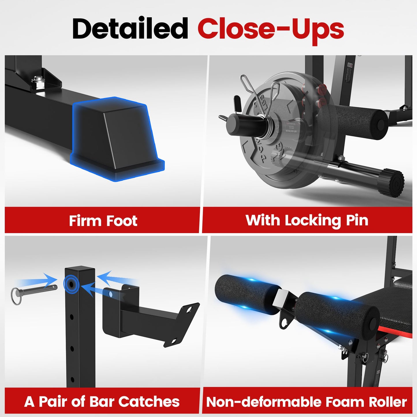 Weight Bench Set, 880LBS Adjustable Bench Press Set with Leg Extension and Barbell Rack, Safety Bar