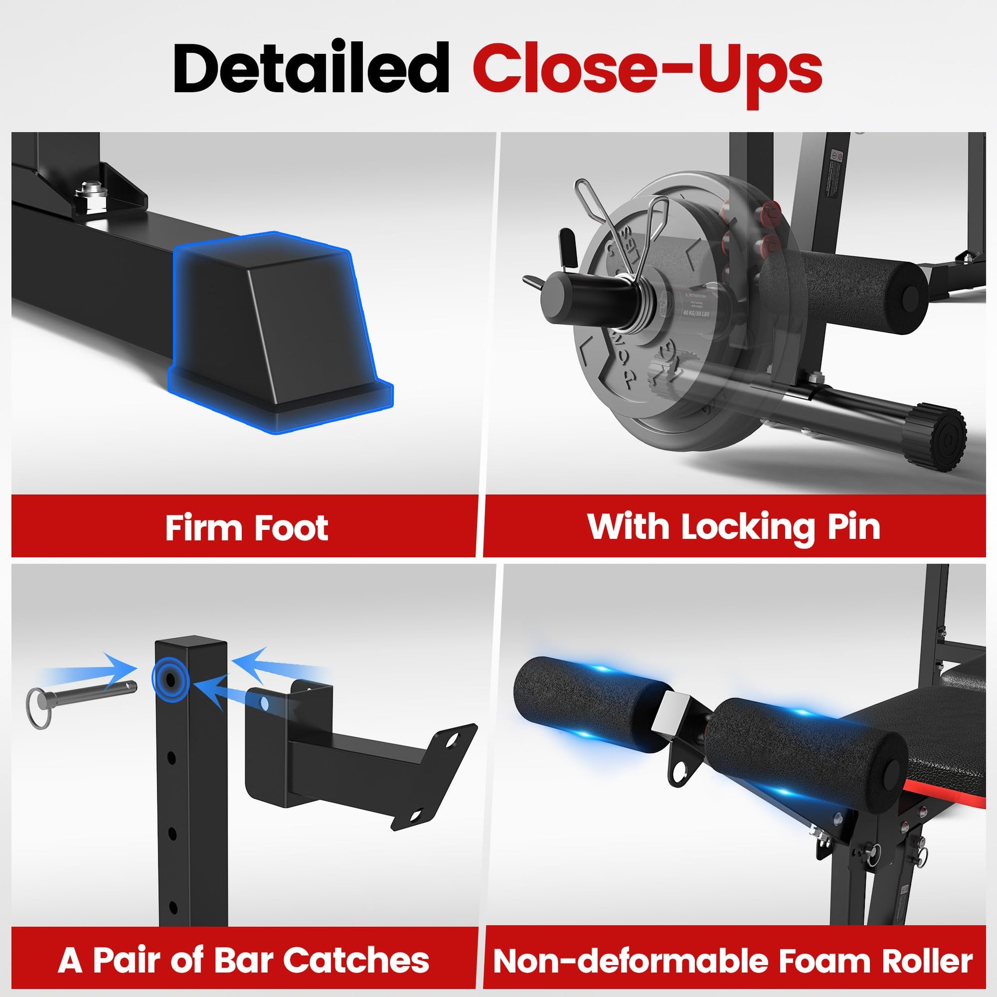 Weight Bench Set, 880LBS Adjustable Bench Press Set with Leg Extension and Barbell Rack, Safety Bar