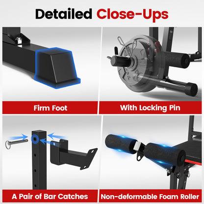 Weight Bench Set, 880LBS Adjustable Bench Press Set with Leg Extension and Barbell Rack, Safety Bar