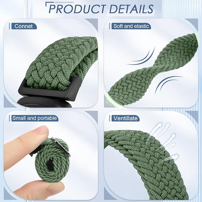 Tiptops Braided Nylon Bands Compatible with Fitbit Inspire 3/Inspire 2/Inspire/Inspire HR/Ace 2/Ace 3, Adjustable Loop Stretchy Straps Replacement Wristbands for Fitbit Inspire Women Men