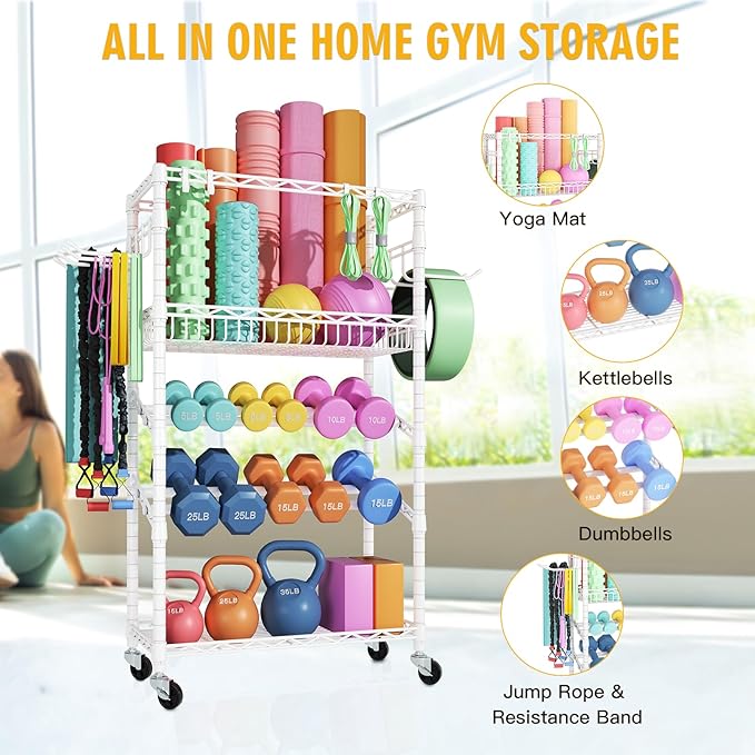 S3 Dumbbells Rack Storage Rack, Portable Home Gym Storage, Yoga Mat Storage, and Weight Rack Organizers for Gym Studio