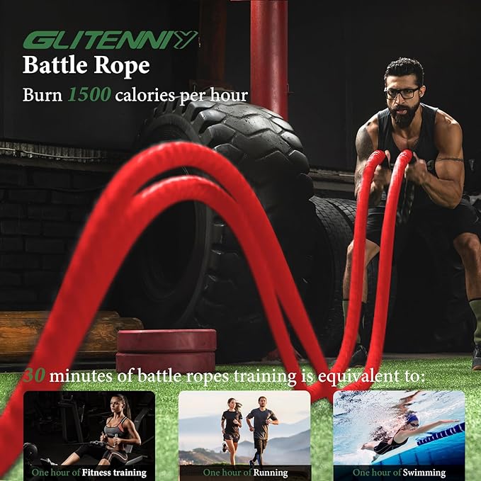 Battle Ropes Red Workout Rope 1.5inch Battle Ropes for Home Gym 30ft Exercise Ropes for Working Out Heavy Ropes for Exercise Training Weighted Rope Weighted Workout Rope Battle Rope