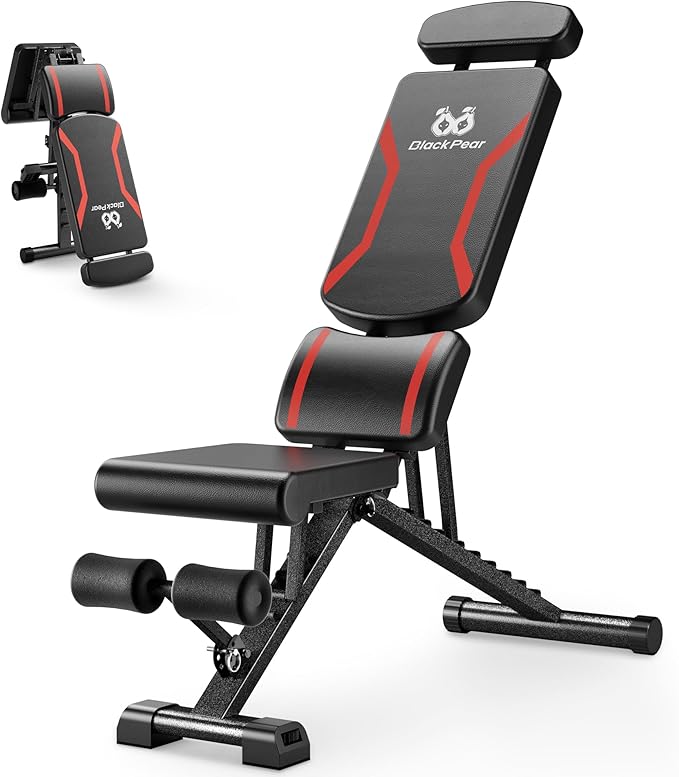 Adjustable Weight Bench for Home Gym with Headrest - Foldable Workout Bench Press, 800lb Capacity for Exercises Incline Flat Decline Sit-Ups