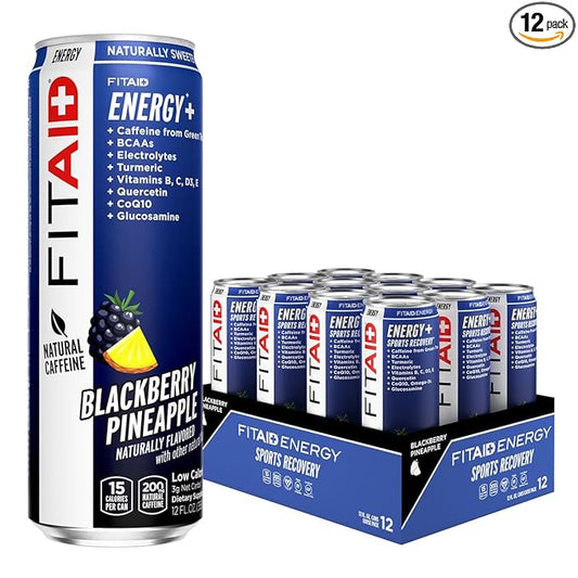 FITAID ENERGY, 200mg Natural Caffeine, Keto, Blackberry Pineapple, Omega-3s, 15 calories, Paleo