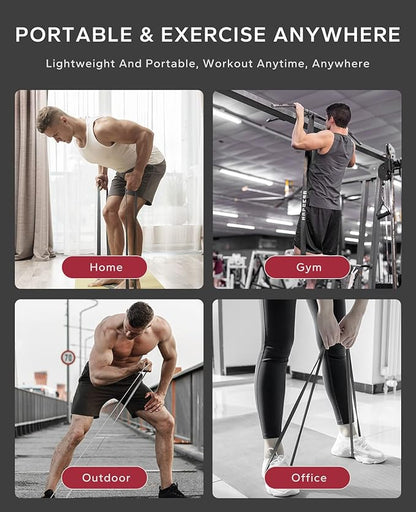 HAPBEAR Pull Up Assistance Bands Set of 5 - Resistance Bands for Working Out, Stretching, Physical Therapy, Muscle Training