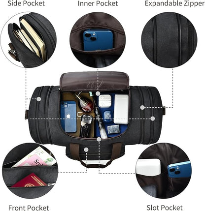 Dimayar Expandable Duffle Bag for Men, 50L Large-Capacity Weekender, Water-Resistant Mens Duffle Bags for Traveling, Lightweight & Durable Overnight Carry-On, Versatile Gym and Travel Bag
