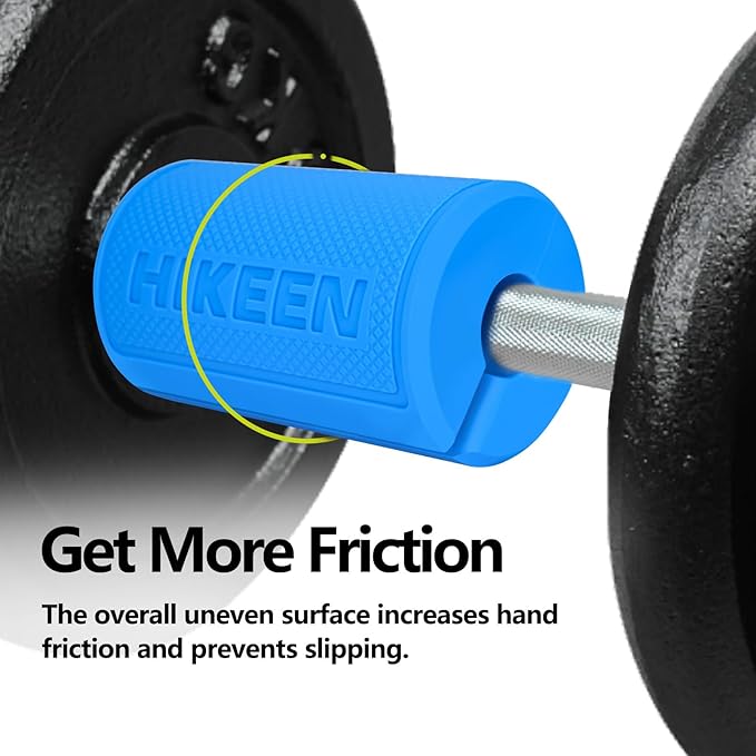 Hikeen Thick Bar Dumbbell Grips,Non Slip Hard Rubber Barbell Grips,Grips for Weight Lifting, Muscle Building-1.77", 2", 2.25" & 2.75" Outer Diameter