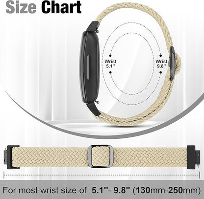 Elastic Braided Watch Band Compatible with Fitbit Inspire 3/Inspire 2/Inspire/Inspire HR/Fitbit ace 3/Ace 2, Adjustable Stretchy Strap Sport Nylon Loop Replacement Wristband for Fitbit Inspire