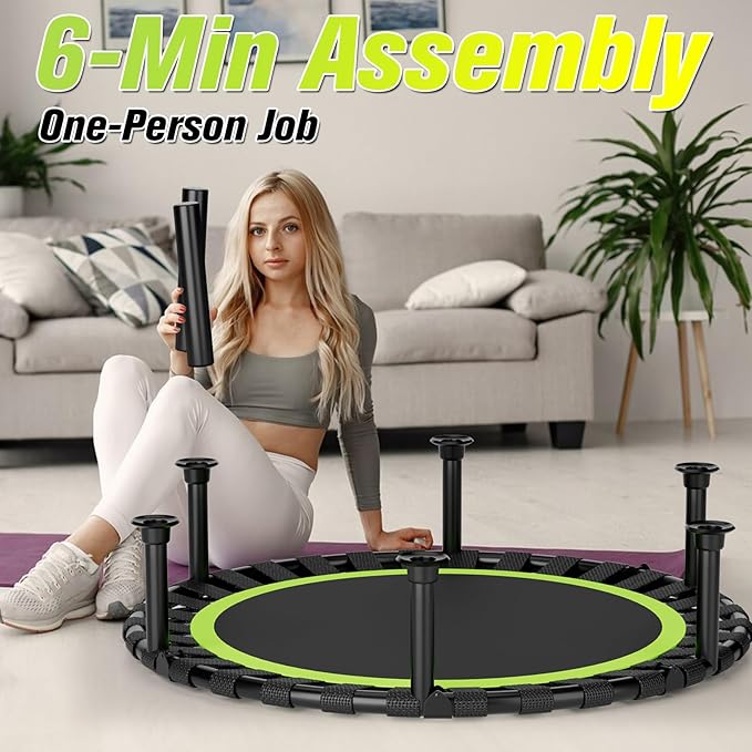 Foldable Mini Trampoline, 40"/48" Rebounder Trampoline for Adults & Kids, 440lbs Capacity Indoor Fitness Workout Exercise Equipment