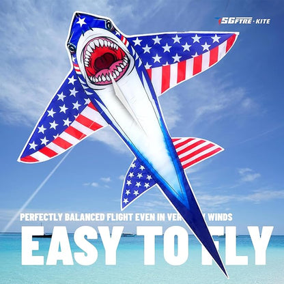 Three Headed Shark Kite for Kids and Adults,Kites for Kids Ages 8-12 Easy to Fly,Single Line Beach and Park Kite for Family Outdoor Games