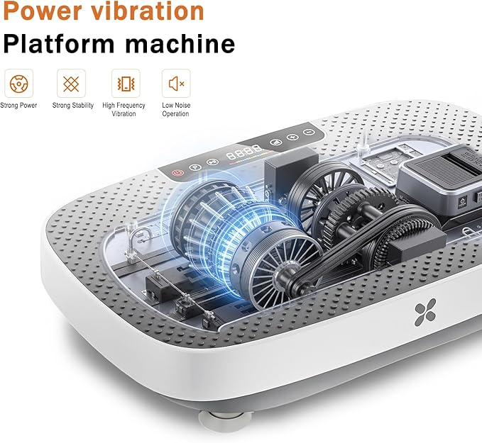 Vibration Plate Exercise Machine, Vibration Plate for Lymphatic Drainage & Body Toning, Whole Body Vibration Plate Platform with Bluetooth, Ultra-Quiet Home Gym Equipment, Resistance Bands