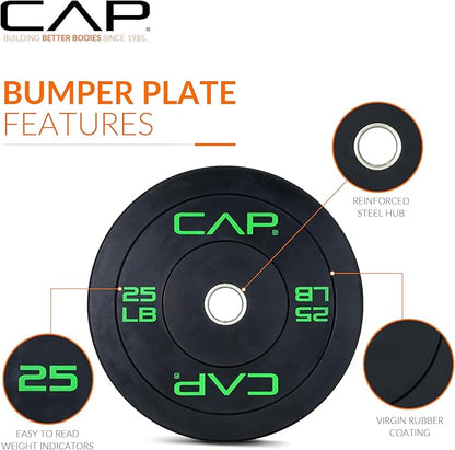 CAP Barbell 2-Inch Olympic Bumper Plate Weight Set | 100-370 lbs | Multiple Options