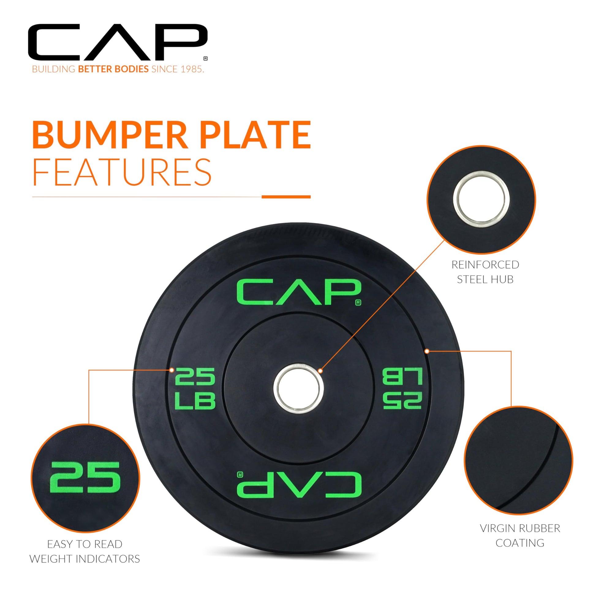 CAP 25lb Economy Olympic Bumper Plate, Pair