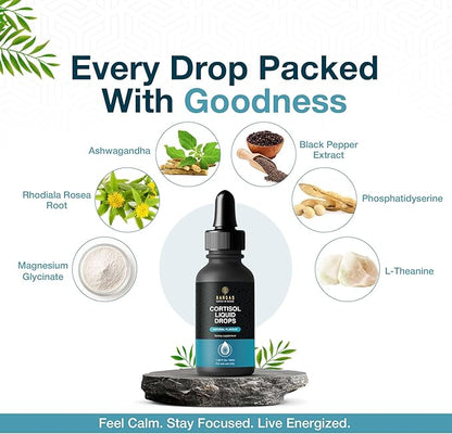 Cortisol Drops ??Natural Herbal Liquid Supplement for Daily Stress Support, Mood Balance & Adrenal Health ??Calming Botanical Extracts ??Alcohol-Free Formula ??2 fl oz