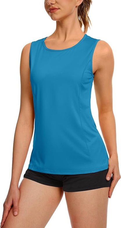 TACVASEN Women's UPF 80+ Workout Tank Top Sleeveless Quick Dry Sun Protection Hiking Athletic Gym Yoga Running Shirts