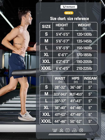 NORTHYARD Men's Running Athletic Shorts 5'' Workout Gym Tennis Short Quick Dry Lightweight Active Sports Basketball