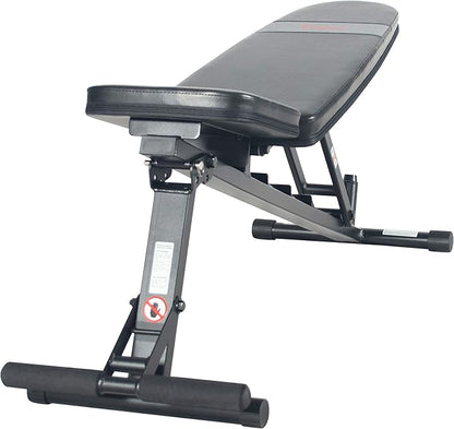 Sunny Health & Fitness Compact Premium Incline Bench Press Bar Rack Set & Optional Leg Extension Developer, Preacher Curl for Solid Strength Training Home Gym