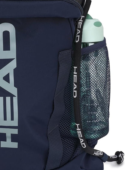HEAD Waterproof Gym Sackpack for Sport with 2 Zipper Pockets, Large Drawstring Backpacks for Men with Side Pockets for Water Bottle (Blue)