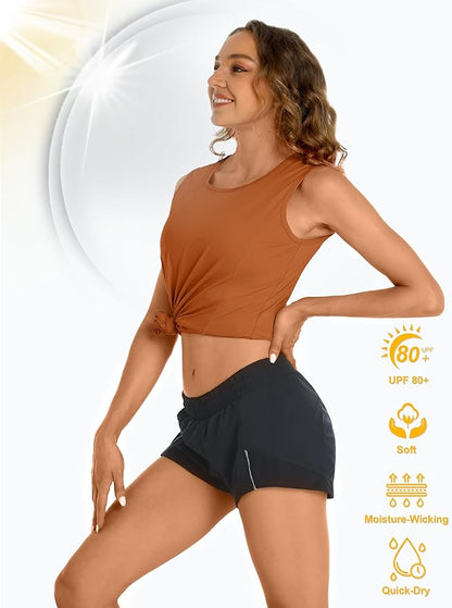 TACVASEN Women's UPF 80+ Workout Tank Top Sleeveless Quick Dry Sun Protection Hiking Athletic Gym Yoga Running Shirts