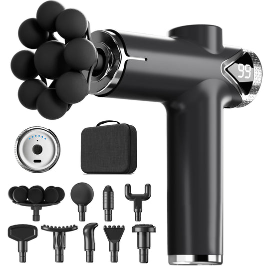 LEERCON Massage Gun Deep Tissue Back Massager for Pain Relief with 9 Heads