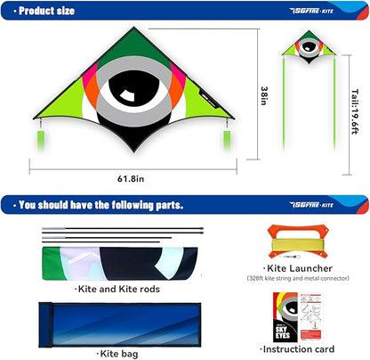Delta Kites for Kids & Adults，Extremely Easy to Fly，Single Line Beach & Park Kite for Family Outdoor Games & Activities (Eye of The Sky)