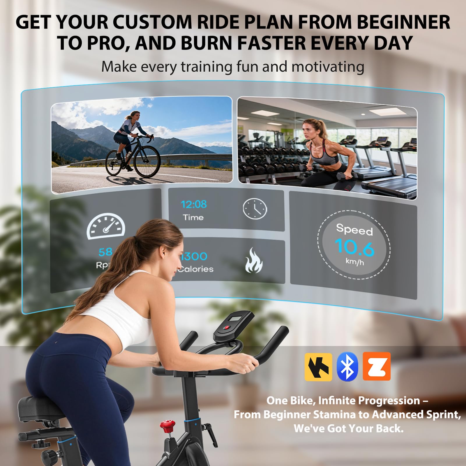 Exercise Bike, Wenoker Magnetic Stationary Bike for Home App Sync Indoor Bike with Adjustable Seat