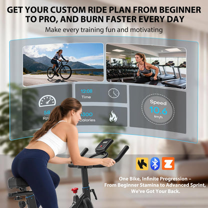 Exercise Bike, Wenoker Magnetic Stationary Bike for Home App Sync Indoor Bike with Adjustable Seat
