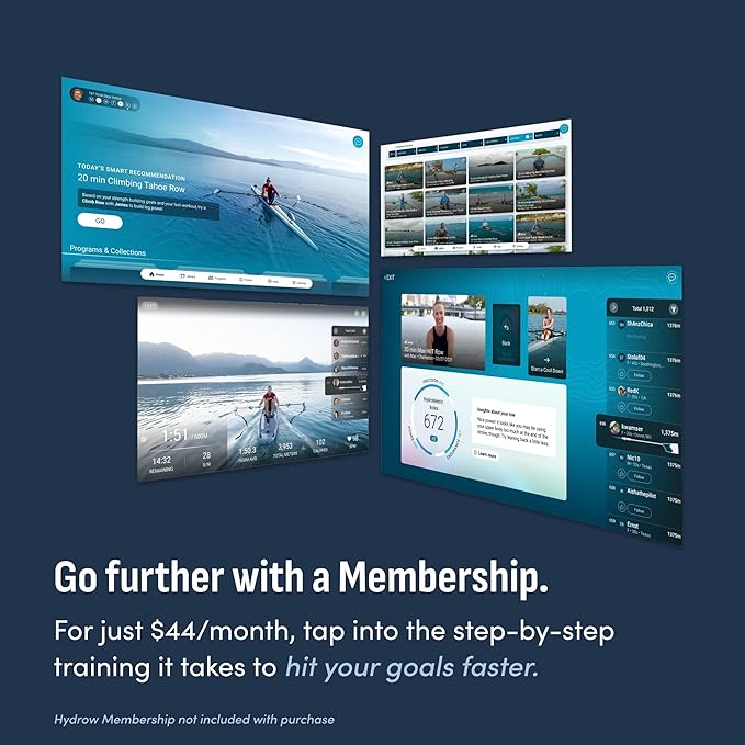 Hydrow Wave Rowing Machine with 16" HD Touchscreen & Speakers - Foldable | Live Home Workouts, Subscription Required