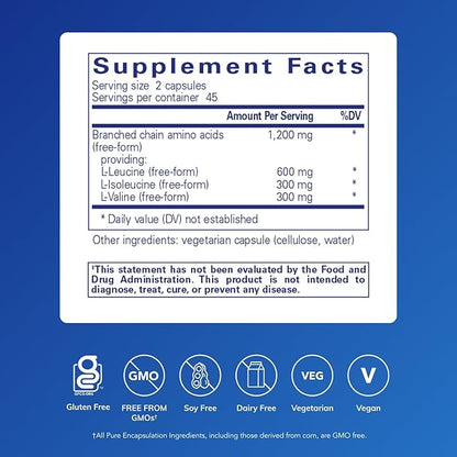 Pure Encapsulations BCAA Capsules | Hypoallergenic Supplement to Support Muscle Function During Exercise* | 90 Capsules